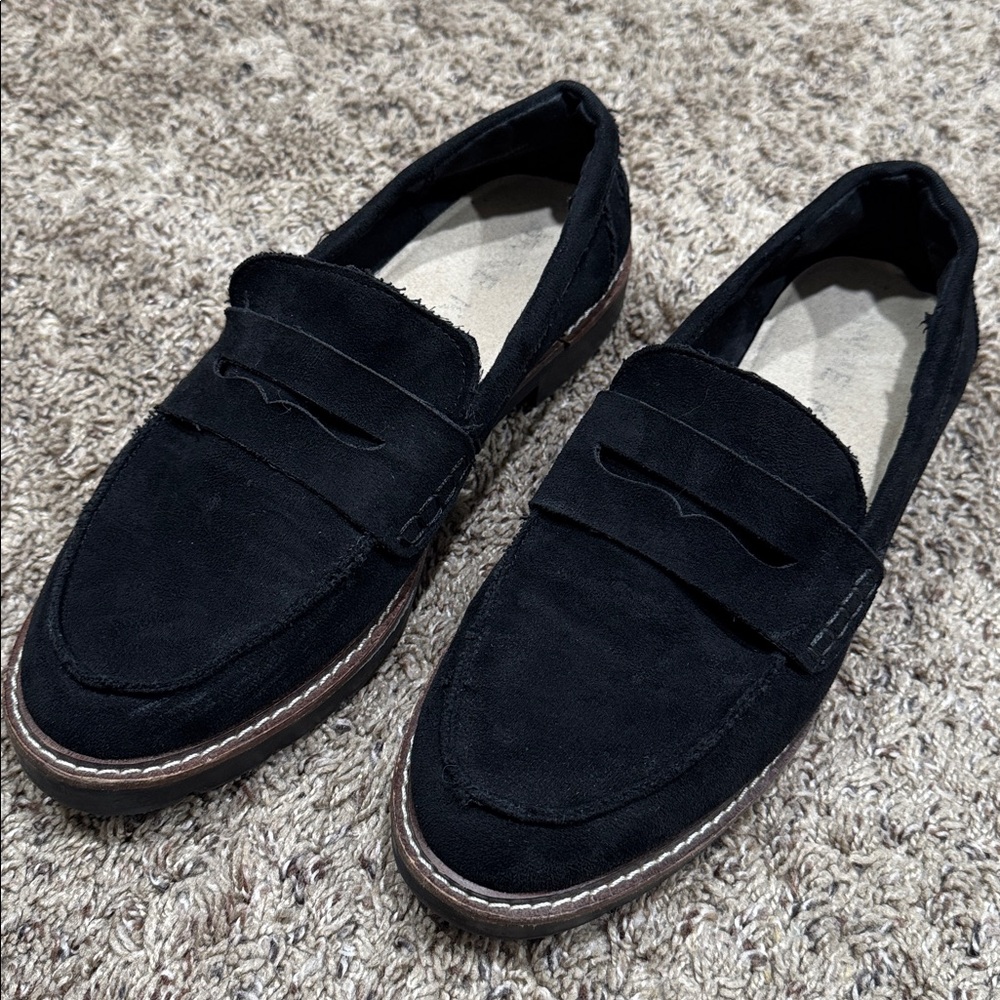 Anne Klein Black Fabric Slip On iflex Moc Toe Penny Loafers Women's Size 9M